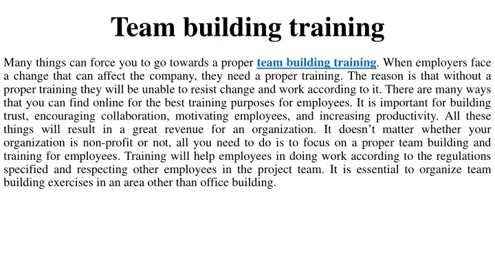 t eam building training