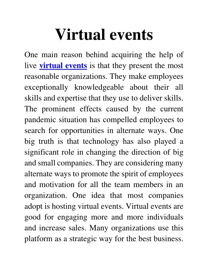 virtual events