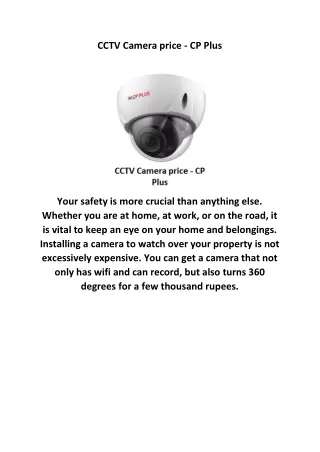 CCTV Camera price - CP Plus