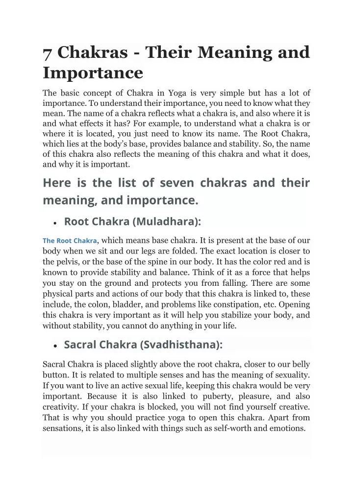 7 chakras their meaning and importance