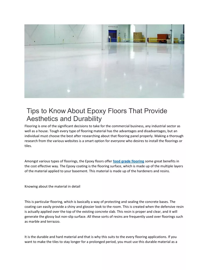 tips to know about epoxy floors that provide