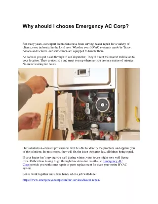 Why should I choose Emergency AC Corp