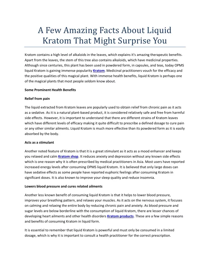 a few amazing facts about liquid kratom that