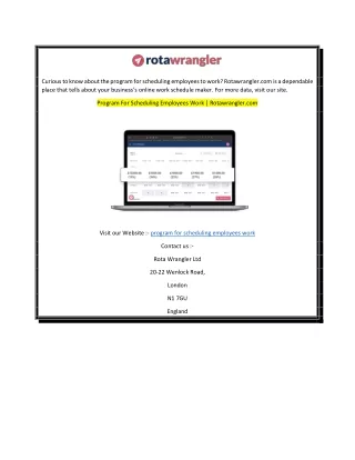 Program For Scheduling Employees Work  Rotawrangler.com