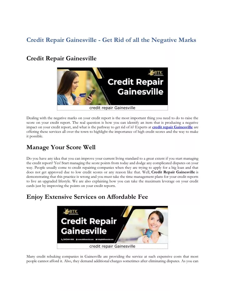 credit repair gainesville