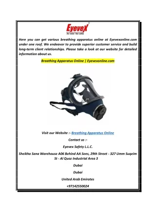 Breathing Apparatus Online  Eyevexonline.com
