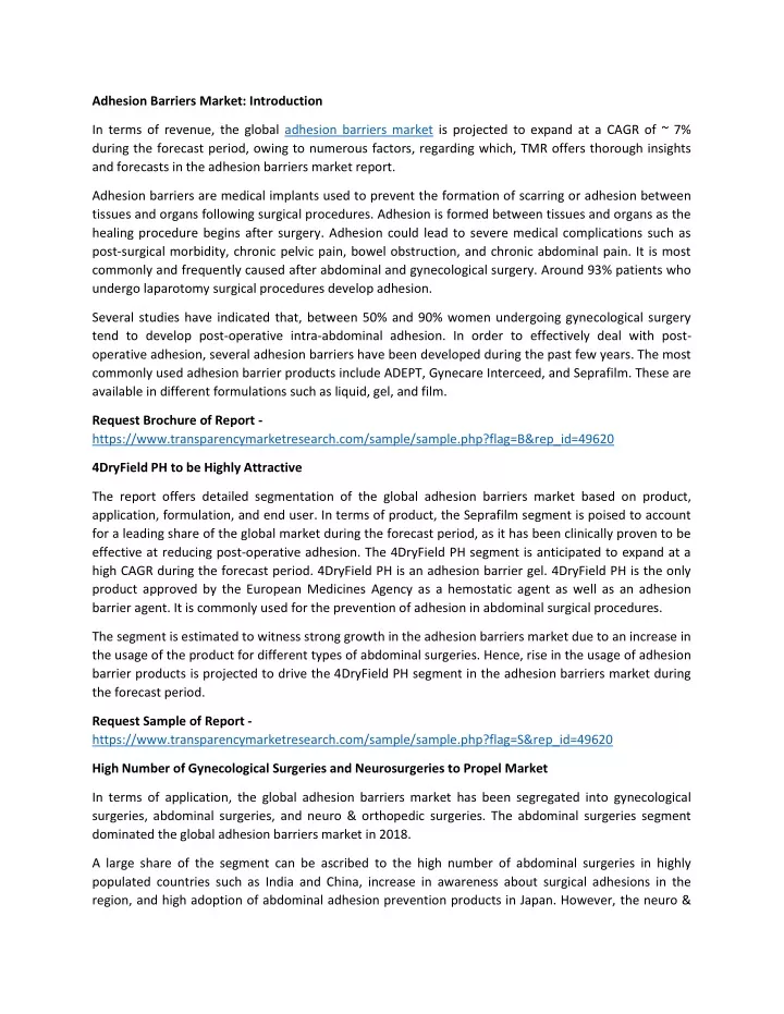 adhesion barriers market introduction