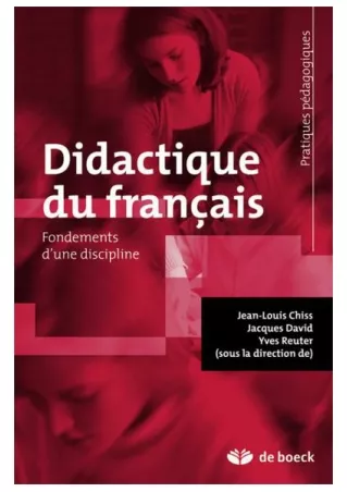 Didactique du français. Fondements dune discipline