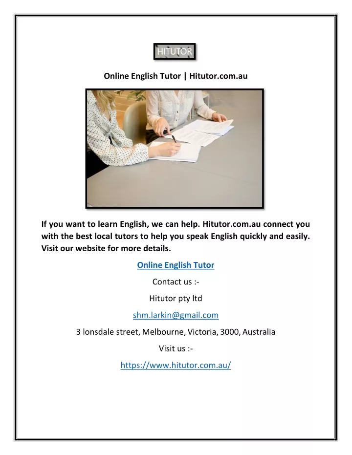 online english tutor hitutor com au