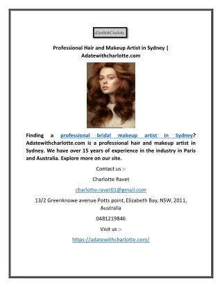 Professional Hair and Makeup Artist in Sydney | Adatewithcharlotte.com
