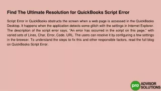 find the ultimate resolution for quickbooks script error