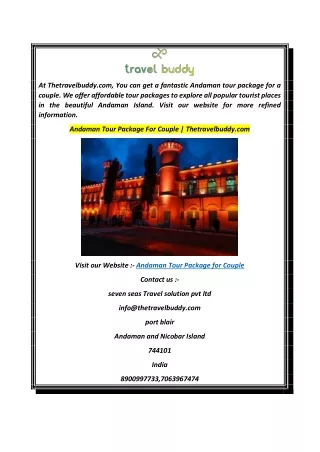 Andaman Tour Package For Couple  Thetravelbuddy.com
