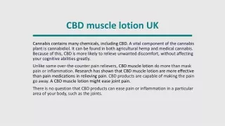 Benefits of CBD muscle lotion