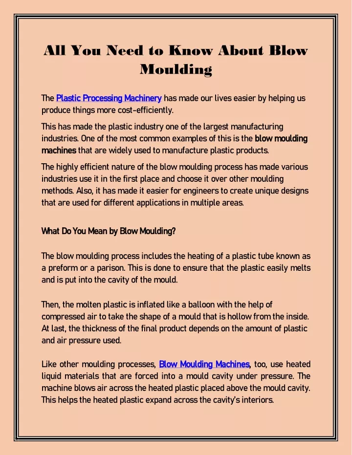 all you need to know about blow moulding