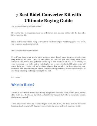 7 best bidet converter kit with ultimate buying