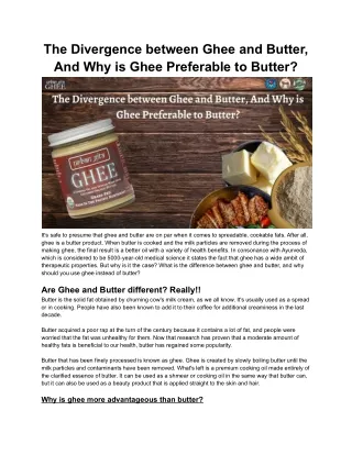 The Divergence between Ghee and Butter, And Why is Ghee Preferable to Butter?
