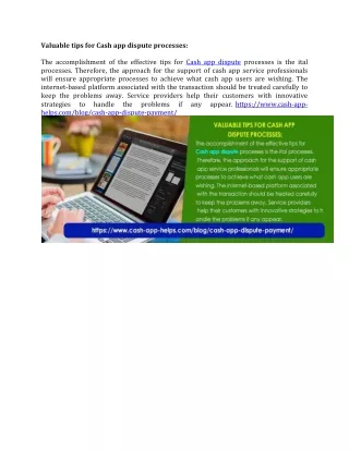 valuable tips for cash app dispute processes