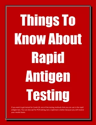 Things To Know About Rapid Antigen Testing