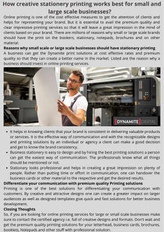 Creative Stationery Printing works best for small and large scale businesses