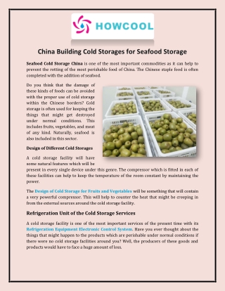 China Building Cold Storages for Seafood Storage