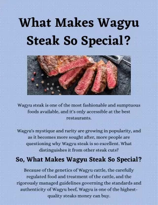 What Makes Wagyu Steak So Special