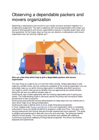 observing a dependable packers and movers
