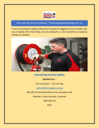 test and tag services sydney