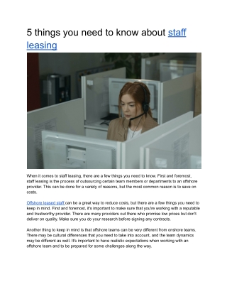 5 things you need to know about staff leasing