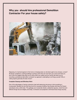 why you should hire professional demolition
