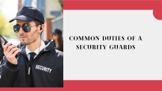 Common Duties of a Security Guard