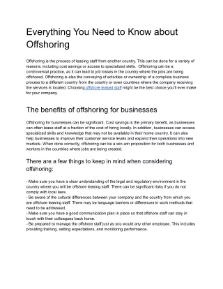Everything You Need to Know about Offshoring