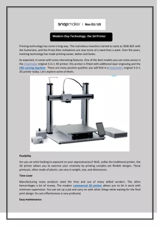 modern day technology the 3d printer