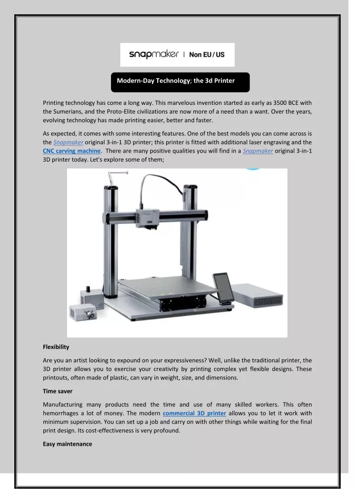 modern day technology the 3d printer