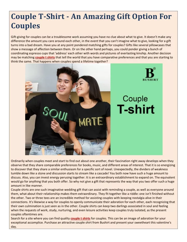 couple t shirt an amazing gift option for couples