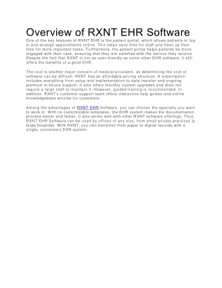 overview of rxnt ehr software