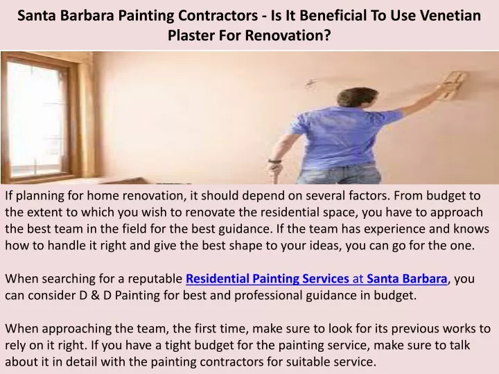 santa barbara painting contractors is it beneficial to use venetian plaster for renovation