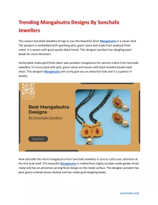 Trending Mangalsutra Designs By Sonchafa Jewellers