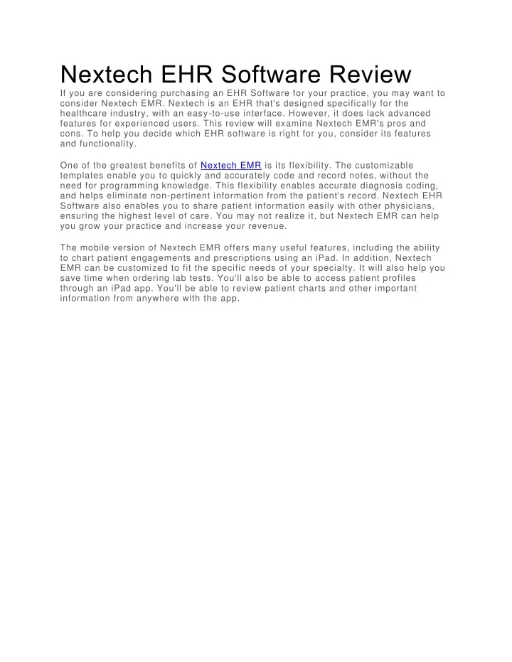 nextech ehr software review