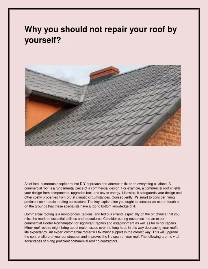 why you should not repair your roof by yourself