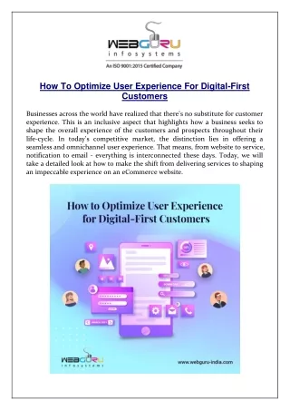 how to optimize user experience for digital first