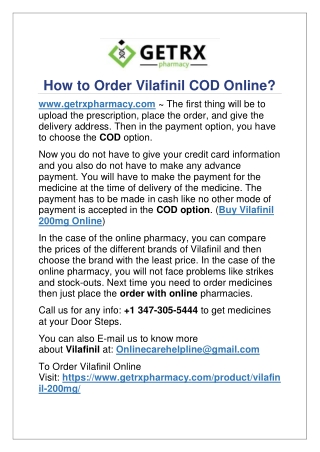 How to Order Vilafinil COD Online