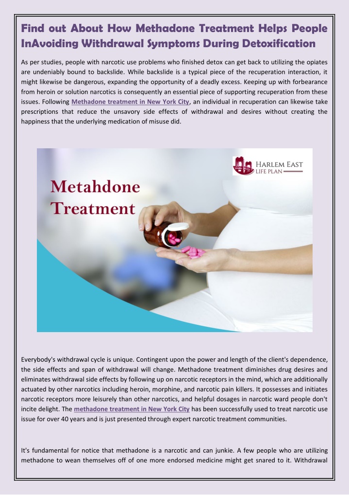 find out about how methadone treatment helps