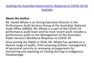 Auditing the Australian Government’s Response to COVID-19-SAI Australia