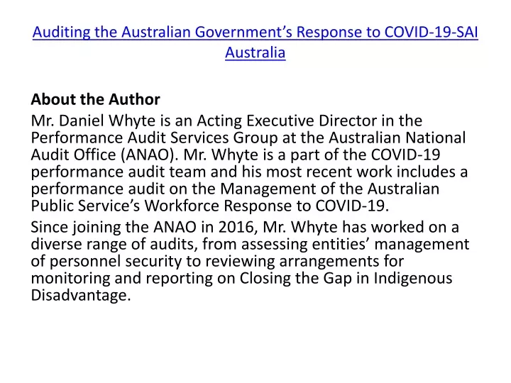 auditing the australian government s response to covid 19 sai australia