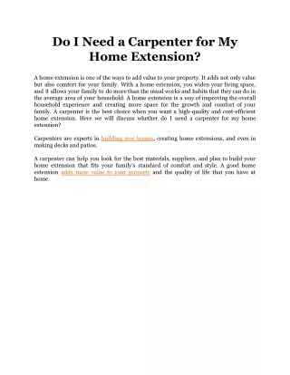 Do I Need a Carpenter for My Home Extension_