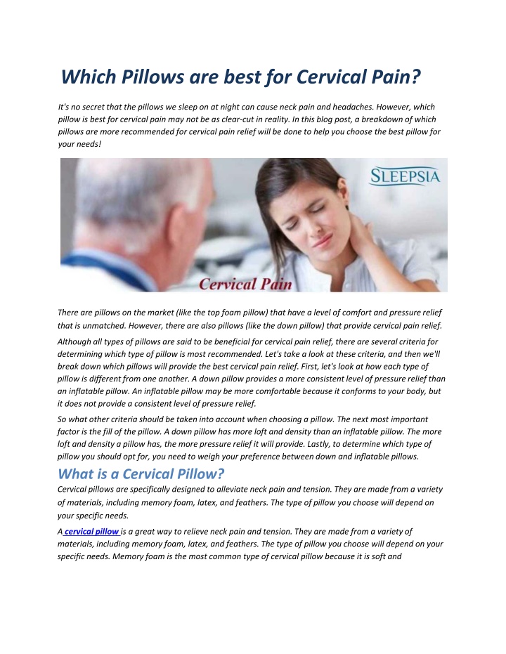 which pillows are best for cervical pain