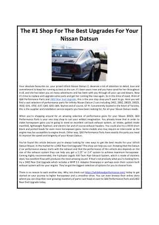 The #1 Shop For The Best Upgrades For Your Nissan Datsun