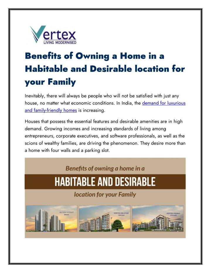 benefits of owning a home in a habitable