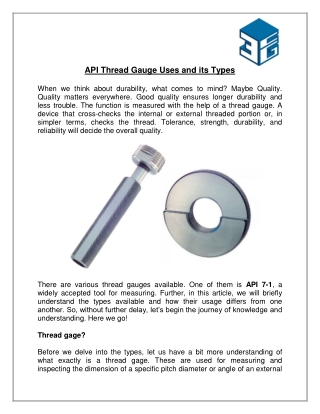 api thread gauge uses and its types when we think