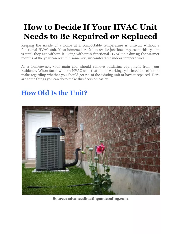 how to decide if your hvac unit needs